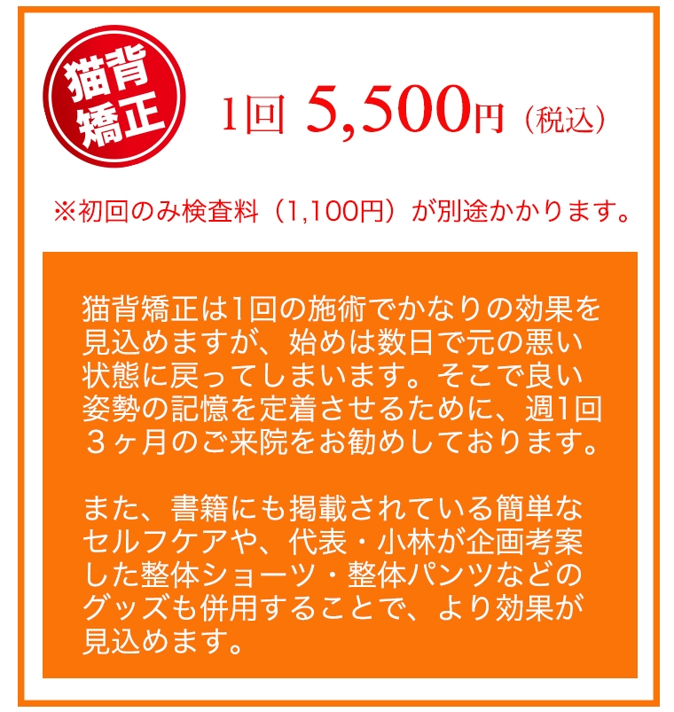 猫背矯正１回５５００円